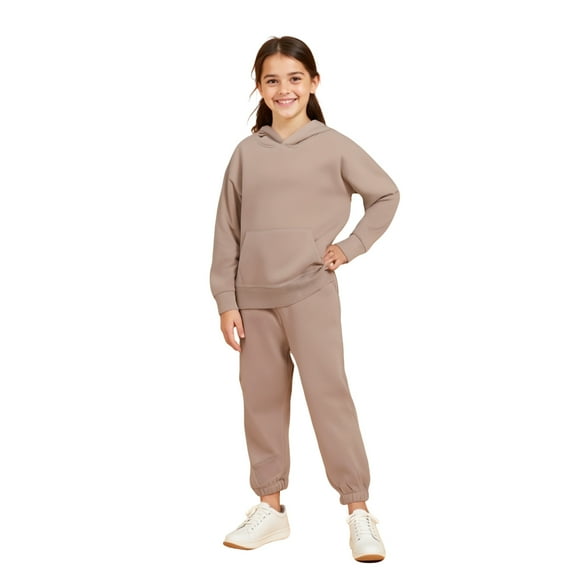 LIUYUNNN Kids Boys Girls Active Sweatsuit 2 Piece Long Sleeve Solid Color Pullover Pullover Hoodie Sweatshirt and Sweatpants Winter Clothes Girls Set 6-7 Years Boys Girls Fall and Winter Outfits