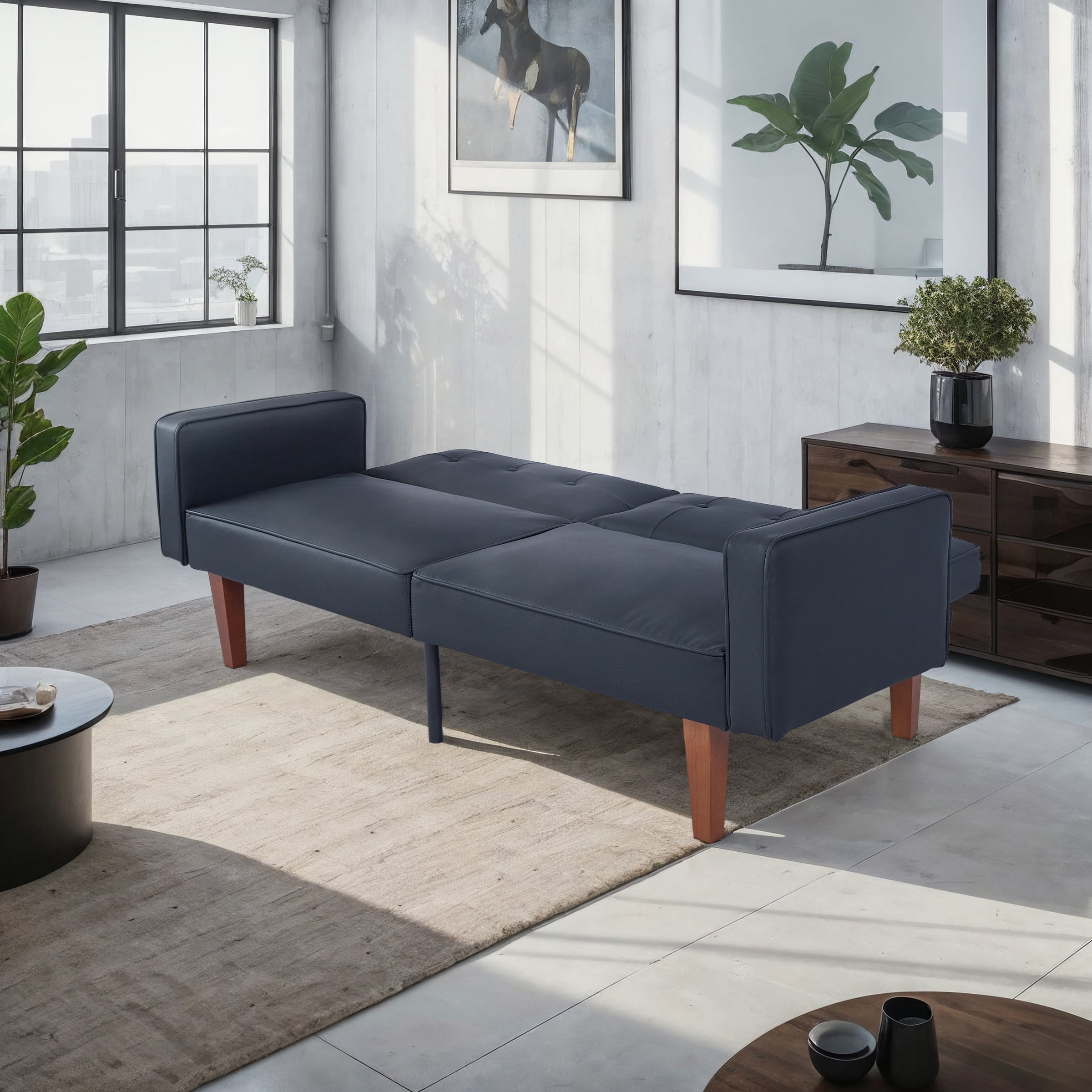 Gewnee 68.11"Convertible Futon Sofa Bed,Multifunctional Folding Futon Couch with 3 Adjustable Positions,Split-Back Design for Home,Office,Guest Room.