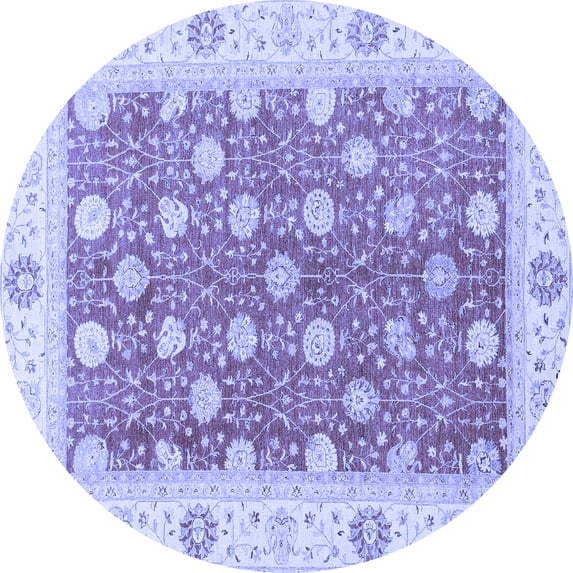 Ahgly Company Indoor Round Oriental Blue Traditional Area Rugs, 5' Round