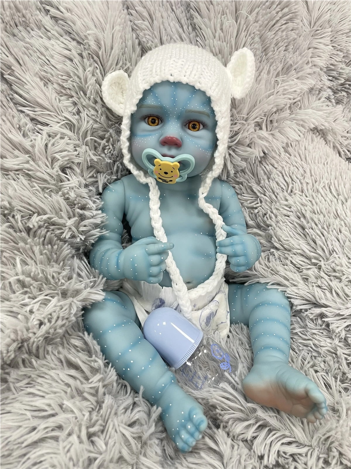 GloTide 20 Inch/50cm Realistic Avatar Newborn vinyl Baby Dolls 3D Paint Blue Skin Lifelike Reborn Baby Doll Kit Gift