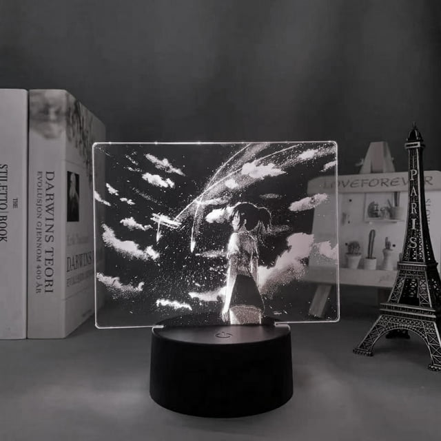 Luz nocturna LED 3D con tus nombres, Tachibanas Takis, que cambia de color