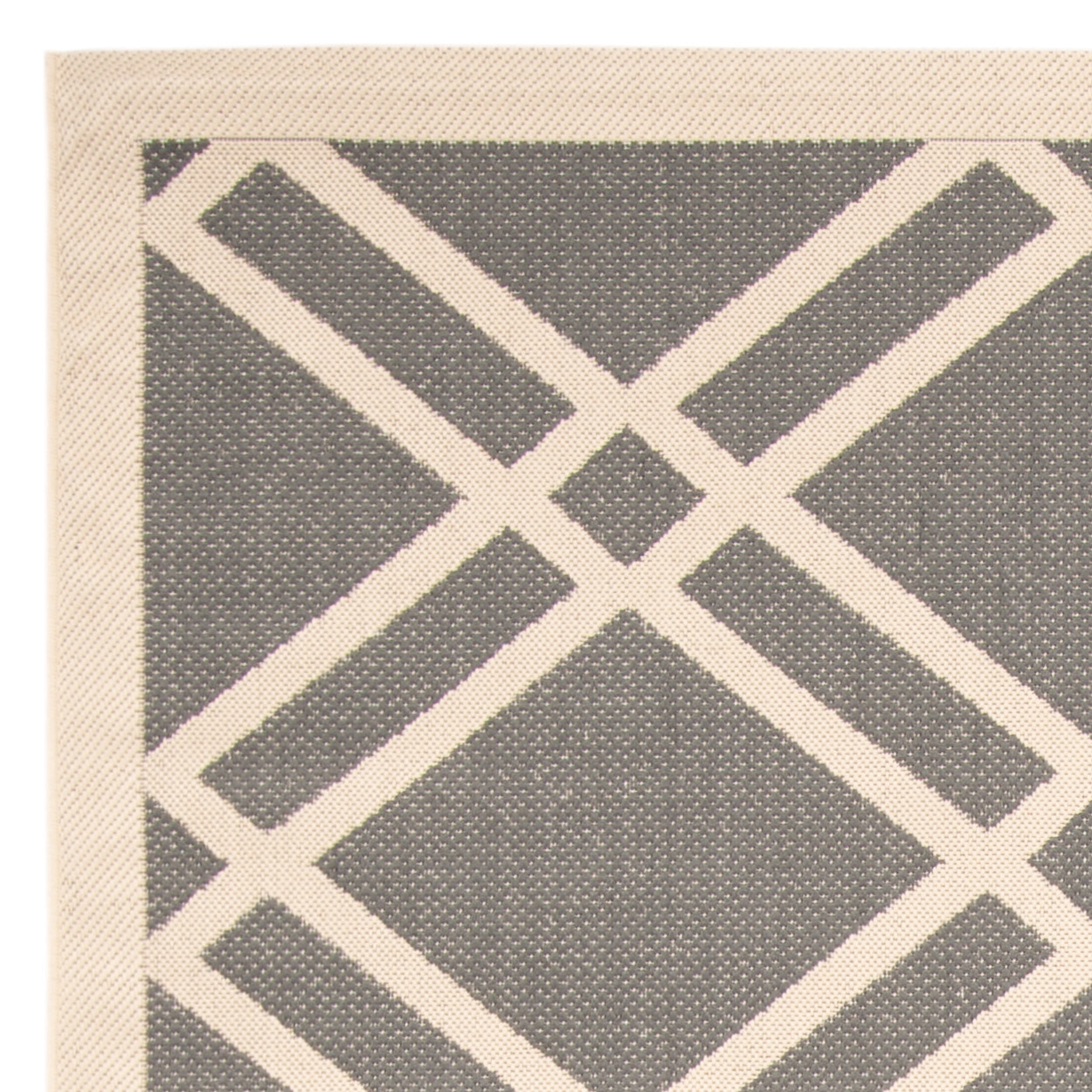 SAFAVIEH Courtyard Lloyd Geometric Indoor/Outdoor Area Rug, Anthracite/Beige, 8' x 10'