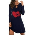 thumbnail image 1 of Qertyioot Cadeau de la Saint-Valentin! Imprimé Saint-Valentin pour Femmes Mode Décontractée Robe Pull à Manches Longues Col Rond, 1 of 4