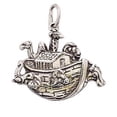 thumbnail image 1 of Sterling Silver 16" 1mm Box Chain Partially 3D Noahs Ark Bible Story Pendant Necklace, 1 of 2