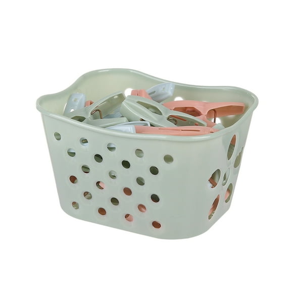 Clothes Drying Rack,Colorful Windproof Socks Clothes Quilt Clips Household Multi Functional Plastic Drying Rack Candy-Colored Storage Basket Set 30 Laundry Clips,Laundry Basket Plastic