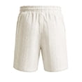 thumbnail image 4 of FINALGANG Mens Elastic Drawstring Jacquard Knit Label Patch Casual Shorts Summer Daily Loose Fit Soft Breathable Side Pocket Walking Bottoms For Men Beige XXL, 4 of 7
