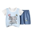 thumbnail image 2 of naisibaby Summer Baby Boys Girls Casual Printed Suits, Kids Unisex Round Neck Short Sleeve Tops Printed Short Pants Sets Blue 2 T, 2 of 3