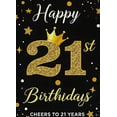 thumbnail image 3 of Glamorous Black Gold Happy 21st Birthday Banner with Glittery Numbers Crown Stars Backdrop Party Decoration Photography Props Birthday Party Supplies, 3 of 7