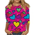 thumbnail image 1 of Haut à Manches 3/4, T-Shirt Décontracté Imprimé pour Femmes : Haut Ample à Manches Trois-Quarts et Col Rond, 1 of 6
