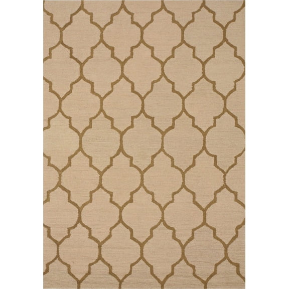 Hand-tufted Wool Light Beige Traditional Trellis Moroccan Rug