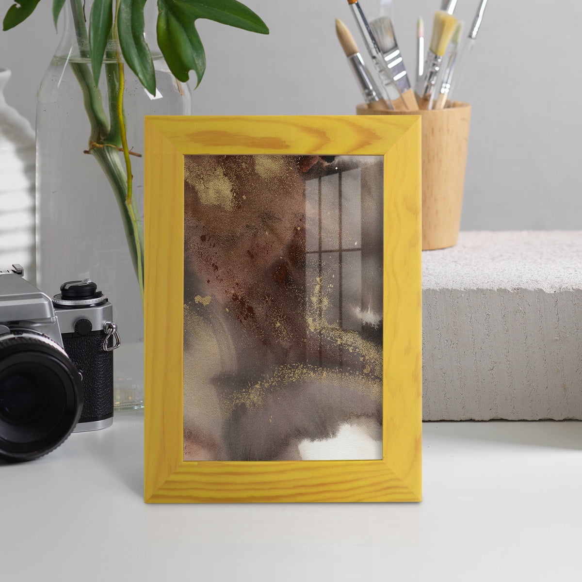 Mountain Seasons IV - Framed Print w/glass - Sunflower Yellow