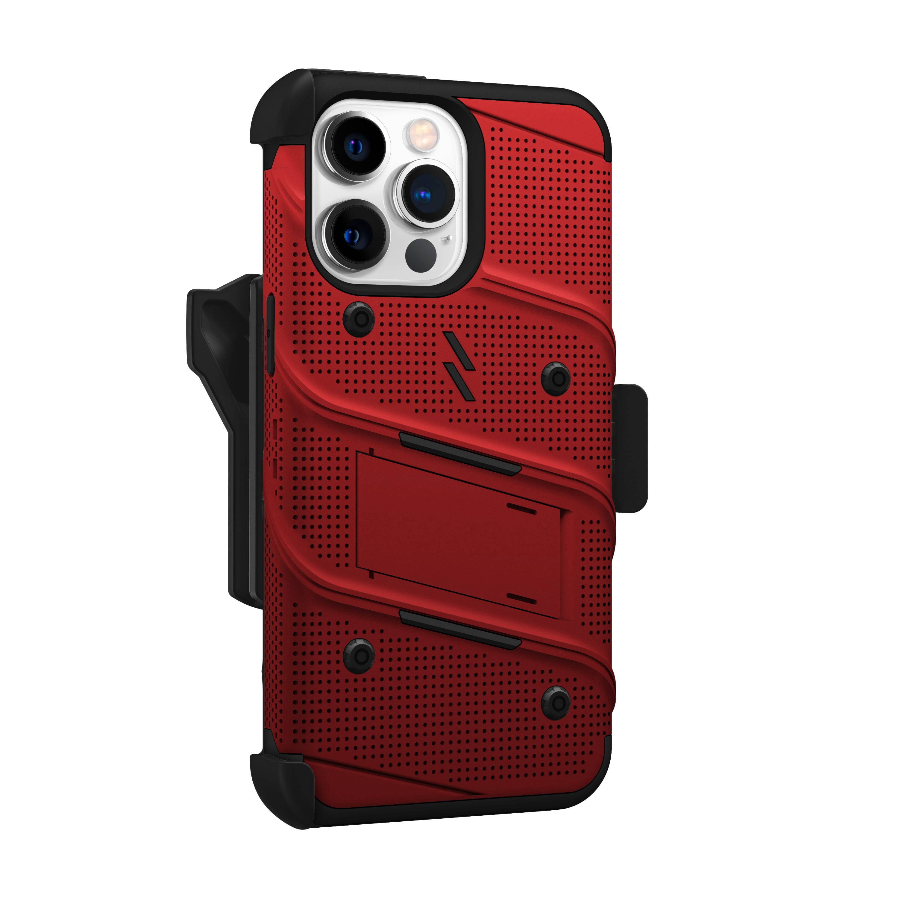 ZIZO BOLT Bundle for iPhone 14 Pro Max (6.7) Case with Screen Protector Kickstand Holster Lanyard - Red