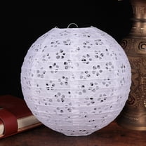 CRILSTYLEO 6Pcs White Hollowed Round Paper Lanterns Easy Assemble Hanging Decorations