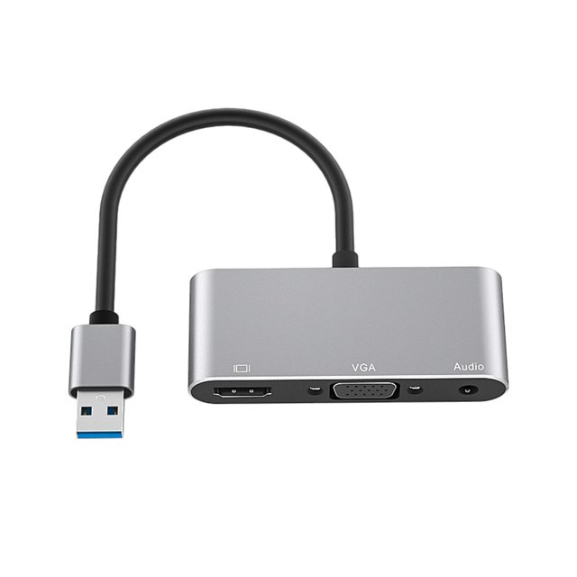 Adaptador USB 3.0 a HDMI VGA Salida de sincronización HDMI y VGA Monitor HD 1080P Convertidor de audio y video de múltiples pantallas para tableta PC Plata Sunnimix Convertidor de audio y vídeo