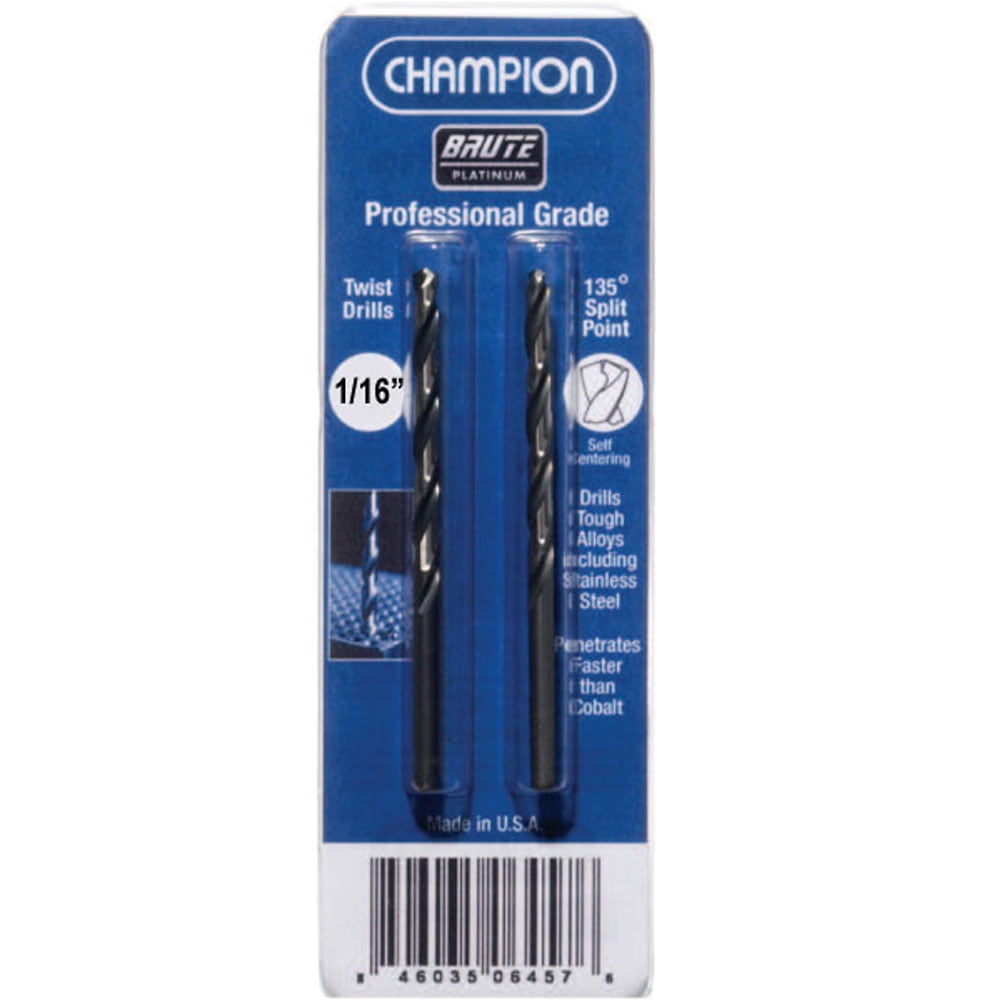 Champion Cutting Tools XL5 2pk 1/16" Brute Platinum Drill Bits