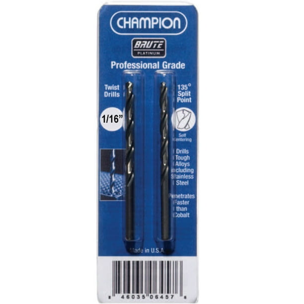 Champion Cutting Tools XL5 2pk 1/16" Brute Platinum Drill Bits
