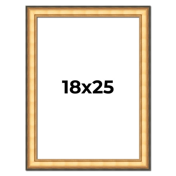 18x25 Frame Gold Plein Aire Solid Wood Picture Frame Width 2 Inches | Interior Frame Depth 0.5