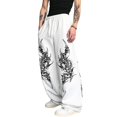 thumbnail image 4 of CONZONE Men's Baggy Sweatpants Gothic Wide Leg Pants for Men Trendy Elastic Waist Graphic Y2K Soft Streetwear Joggers With Pocket, 4 of 6