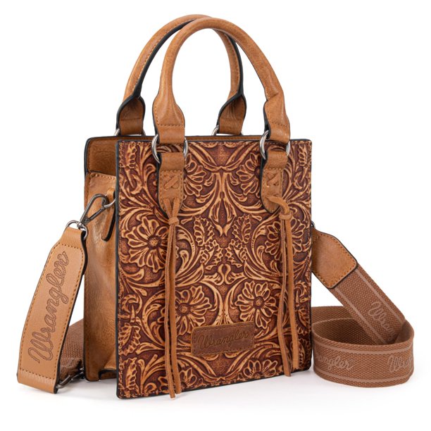 Bandolera Wrangler Small para mujer con flecos, color marrón