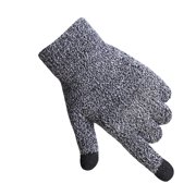 Men's Warm Knitted Winter Gloves with Touchscreen Compatibility, Windproof and Outdoor Gloves - Model G19772AB Black White