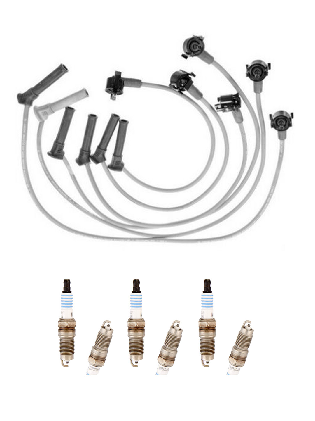 Set of 1 ISA Ignition Coil Pack and 6 Spark Plugs with Wire Set 2001-2011 For Ford Mustang Ranger 4.0L V6 Replacement for FD480 FD490 26686