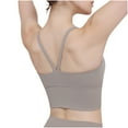 thumbnail image 2 of SMihono Fashion Women's Sports Bras Longline Scoop Neck Gym Workout Push-Up Yoga Bra Seamless Solid Spaghetti Strap Crop Tank Top Khaki 8, 2 of 4