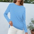 thumbnail image 4 of SYMOID Womens Blue Polka Dot Long Sleeve Crew Neck Top - 95% Polyester 5% Spandex, Comfortable Stretch, S-XXL Sizes, Casual & Office Wear,Size XL, 4 of 5