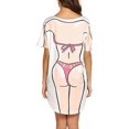thumbnail image 4 of Vestido playero holgado de manga corta para mujer, con estampado de bikini, ideal para usar en la playa, color rosa (talla S), 4 of 5