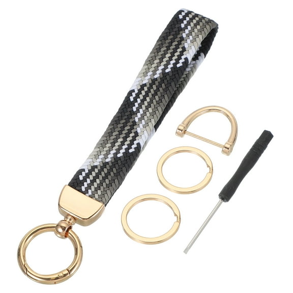 Wrist Lanyard Keychain, Stretchy Wristlet Strap Key Chain for Women Men, Cute Braided Keychains Holder for Car Keys Camera Wallet ID Badges Card, Black White