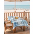 thumbnail image 3 of 60x102 Inch Outdoor Tablecloth with Umbrella Hole Zipper Rectangle Summer Palm Leaves Rectangular Tablecloths Outside Waterproof Tropical Botanical Minimalist Blue Patio Table Cloth Cover for Picnic, 3 of 8