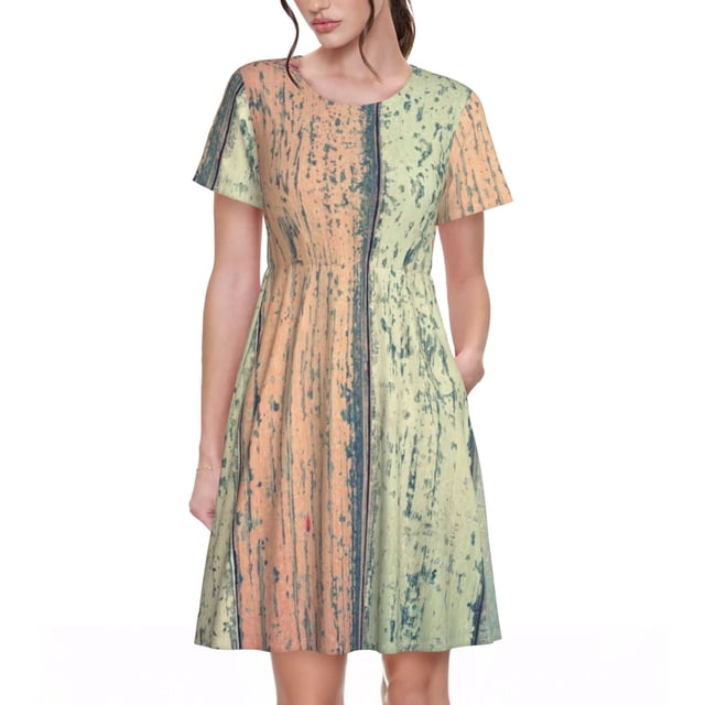 Balery Hardwood Vestidos sueltos de manga corta para mujer, vestidos de verano 2025, vestidos casuales de corte A con vuelo.