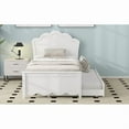 thumbnail image 5 of [Luckynote]Twin Size Wood Platform Bed with Headboard and Twin Size Trundle, White, 5 of 10