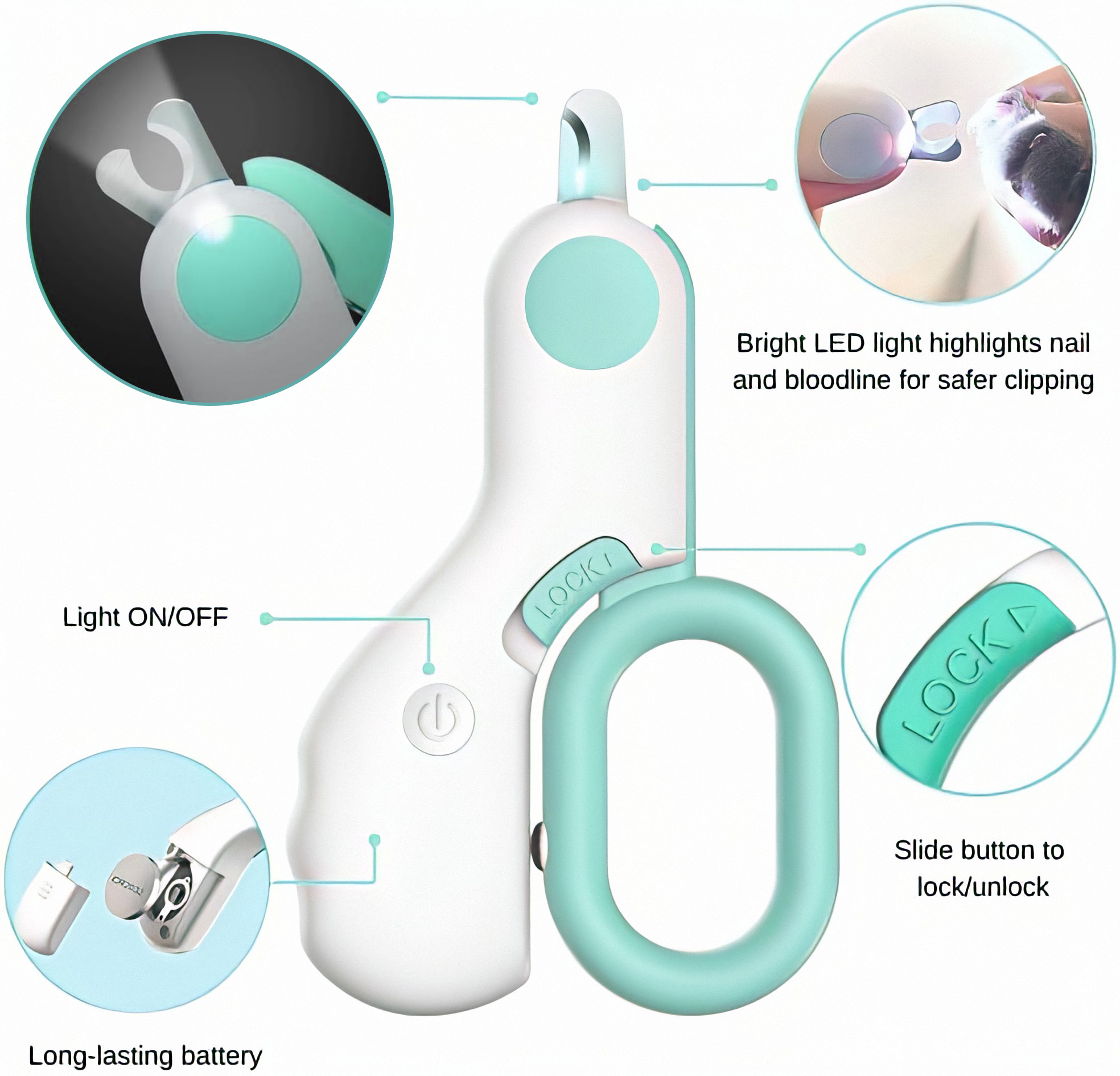 OAZOUF Cat Nail Clippers with LED Light photo 5