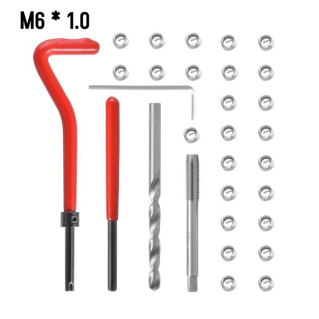 Kit de 30 piezas de insertos de reparación de roscas métricas M5 M6 M8 M10 M12 M14 Herramienta de bobina helicoidal para automóvil Pro M6 * 1.0