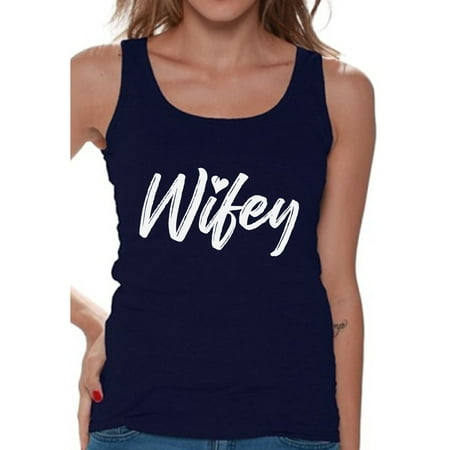 Awkward Styles Wifey Tank Top Wife Sleeveless Shirt for Valentine's Day Cute Workout Tops for Wifey Honeymoon Outfit Valentine's Day Gifts for Wife Matching Couple Shirts Wifey Sleeveless