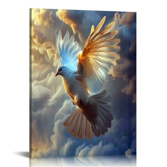 Vintage Wall Art Christian Art Holy Spirit Dove Canvas Poster Canvas Wall Art Print framed ，Religious Christian Gifts for Church Prayer Room Living Room Home Decor Gift