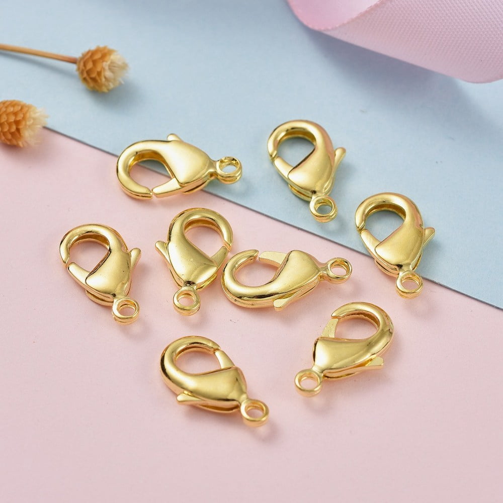 200pcs Brass Lobster Claw Clasps Parrot Trigger Clasps Cadmium Free & Nickel Free & Lead Free Golden 15x8x3mm Hole: 2mm DIY