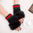 thumbnail image 2 of 3 Pares Guantes De Piel Guantes De Moda Guantes De Lana Dedo Abierto Medio Dedo Guantes Cortos A Rayas De Colores B, 2 of 3
