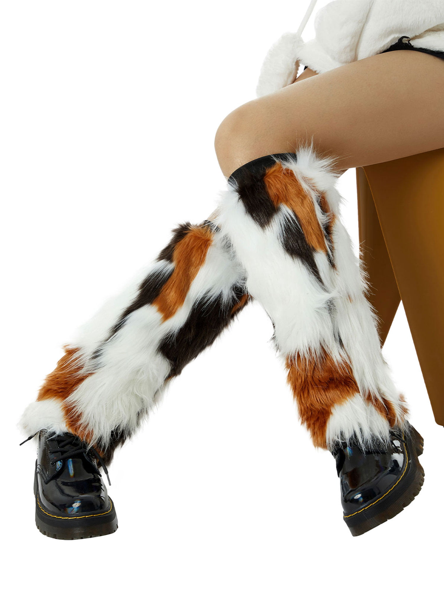 40cm Boot Cuff Fluffy Soft Furry Faux Fur Leg Warmers leopard Shoes Cover 