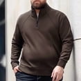 thumbnail image 2 of safuny Men's Crew Neck Sweatshirts Zipper Winter Thicken Big&Tall Shirts Big&Tall Solid Color Pullover Fashion Long Sleeve Tops Pockets Casual Cotton Workout Brown XL, 2 of 9