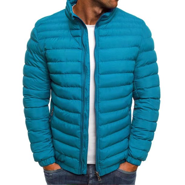 Chaqueta acolchada de algodón con cuello levantado para hombre, chaqueta acolchada de algodón con cremallera para oficina y negocios, abrigo ligero informal de algodón cálido para invierno