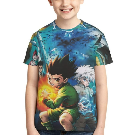 Kids 3D Graphic Hunter X Hunte Gon Killua T-Shirts, Novelty Shirts Crewneck Short Sleeve Tees for Youth Boys Girls