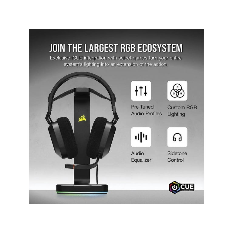 Corsair HS80 RGB USB Premium Gaming Headset with Dolby Audio 7.1 Surround  Sound (Broadcast-Grade Omni-Directional Microphone, Memory Foam Earpads