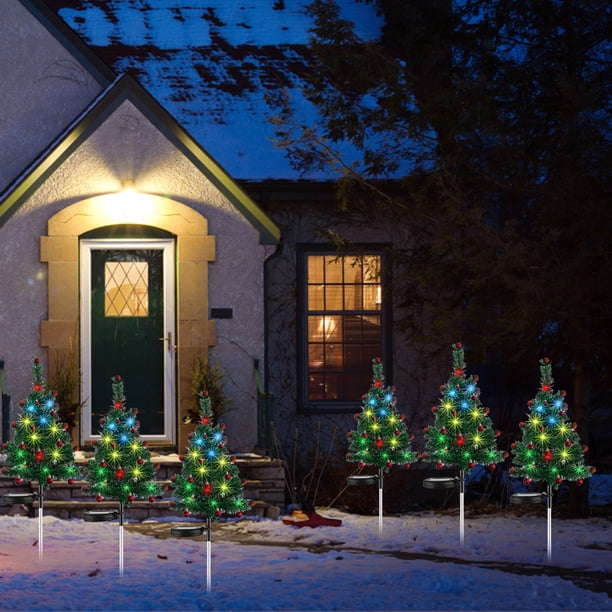 Luces solares de jardín 2 uds luces solares decorativas LED árbol de Navidad linterna Solar para decoración al aire libre