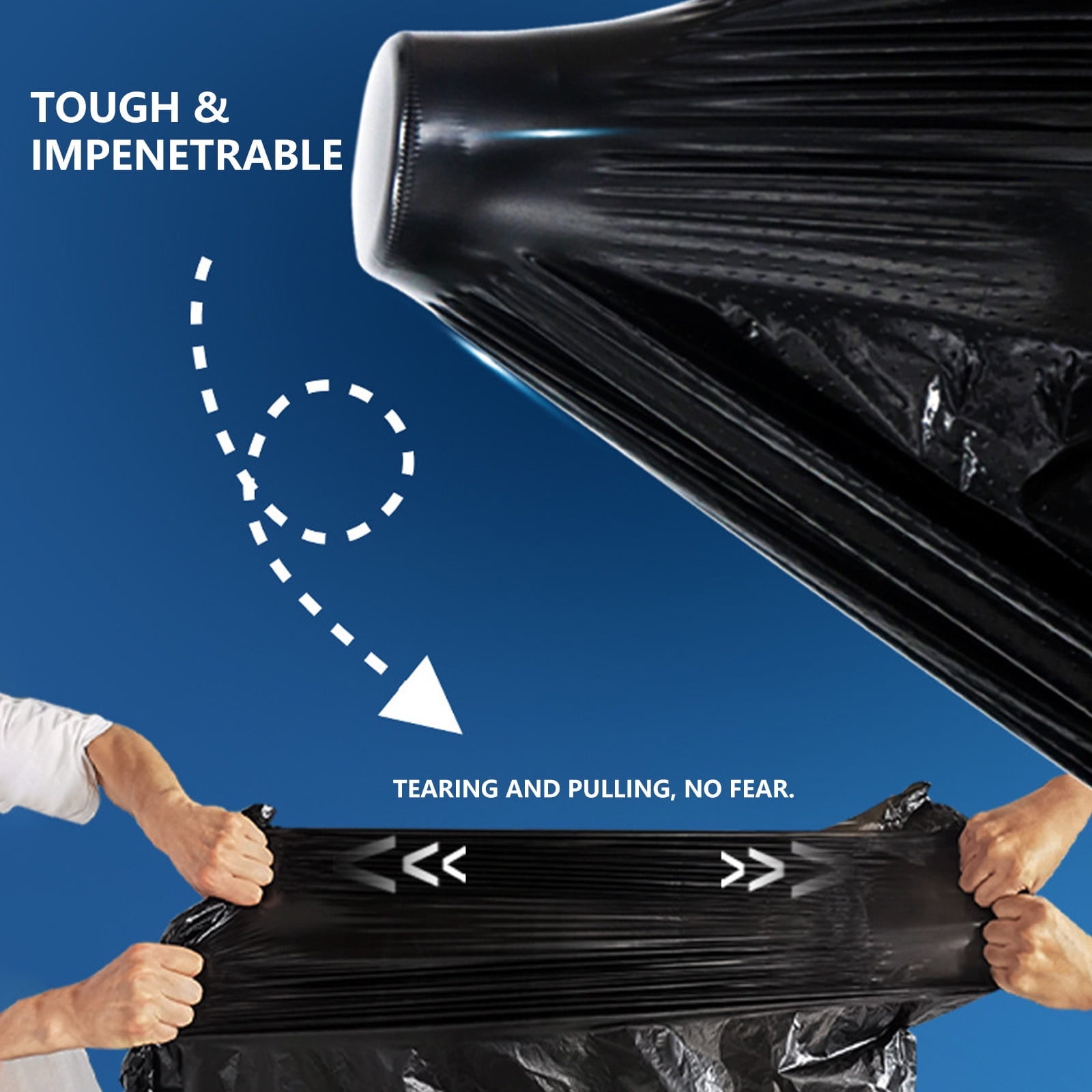 50-60 Gallon Large Trash Bags 50-60 Gallon, 50 Bags, Durable Black Garbage Bags for Office, Commercial, and Outdoor Use - Great for Recycling, Lawn, and Leaf Collection - Heavy Duty Liners