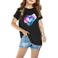 thumbnail image 2 of WRKEKC Girls T-Shirts, Summer Tops for Girls, Girls' Summer Casual Comfortable Heart Print Round Neck Short Sleeve Soft T-Shirts, 2 of 5