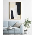 thumbnail image 3 of IDEA4WALL Framed Canvas Art Wall Decor Black, White and Biege Color Block Abstract Brushstroke Oil Painting Minimalism Decorative Elements for Dorm Home Office - 24"x36", 3 of 4
