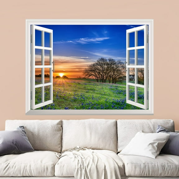 wall26 Removable Wall Sticker/Wall Mural - Sunrise on a Springfield | Creative Window View Wall Decor - 24"x32"