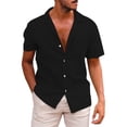 thumbnail image 1 of BOBOGOJP Chemise Boutonnée Homme à Manches Courtes Chemise Boutonnée de Performance, Noir G, 1 of 4