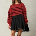 thumbnail image 2 of Kaemgyyd Women's Casual Sweatshirt Dress Fashion Stripe Long Sleeve Patchwork Pullover Dress Fall Trendy Pleated Mini Dresses, 2 of 4